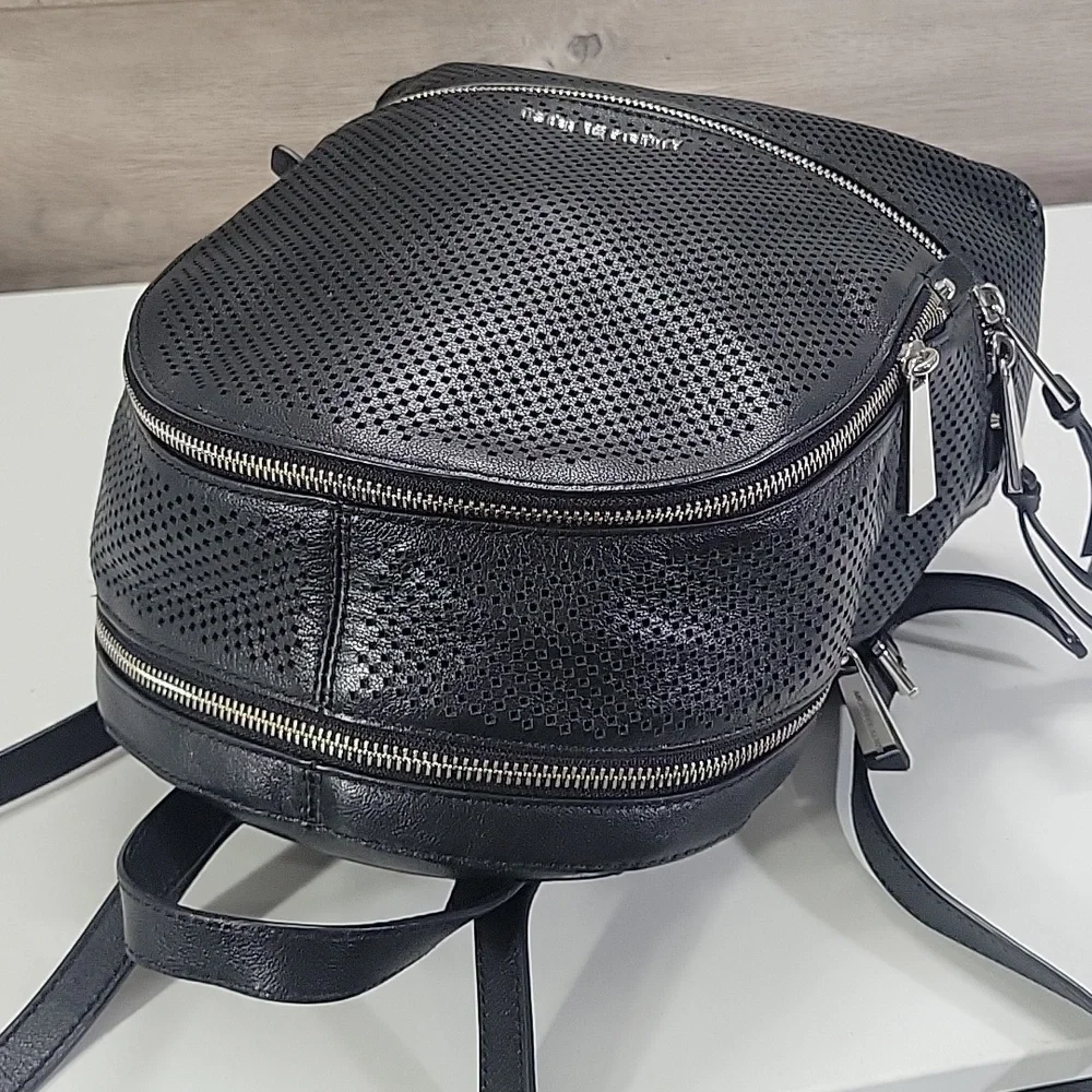 Michael Kors Black Perforated Leather Mini Backpack Bag